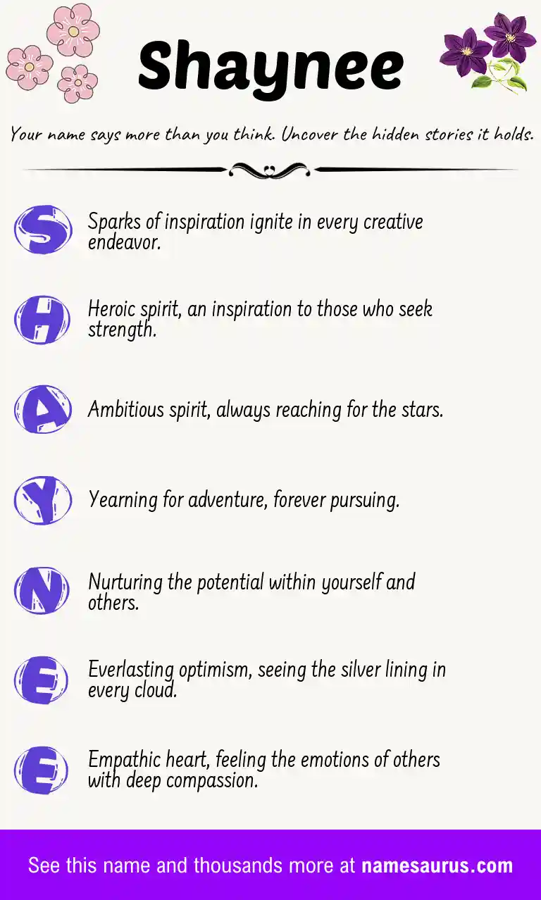 Acrostic poem about Shaynee.