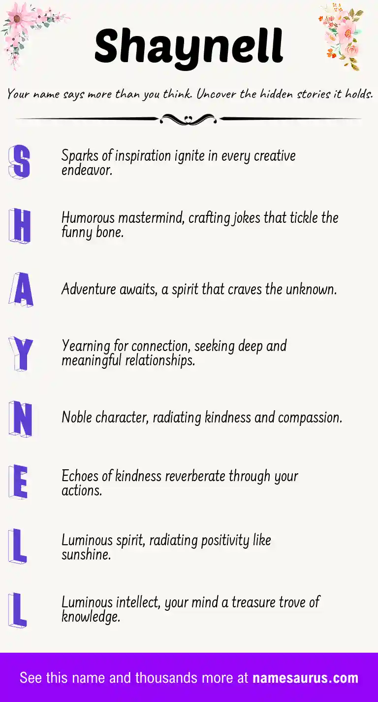 Acrostic poem about Shaynell.