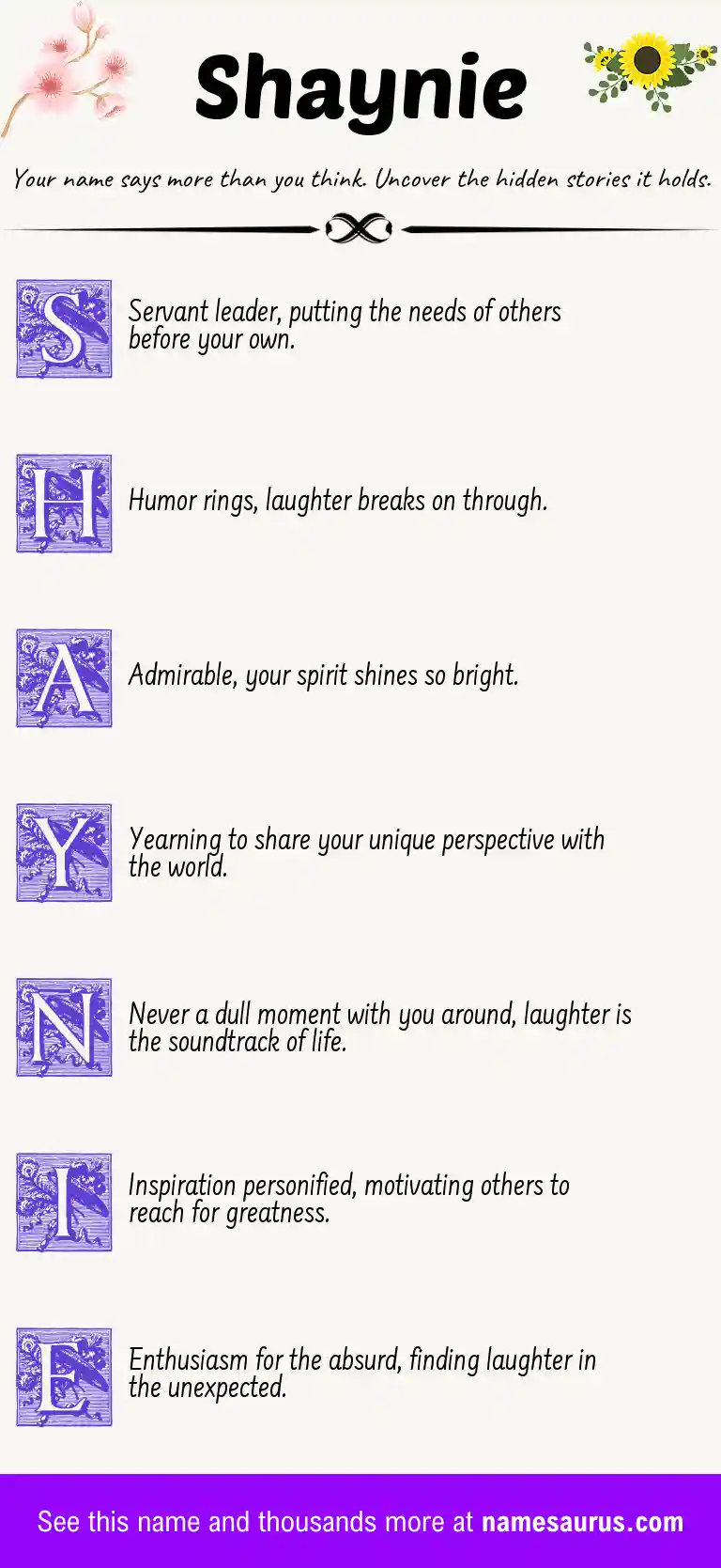 Acrostic poem about Shaynie.