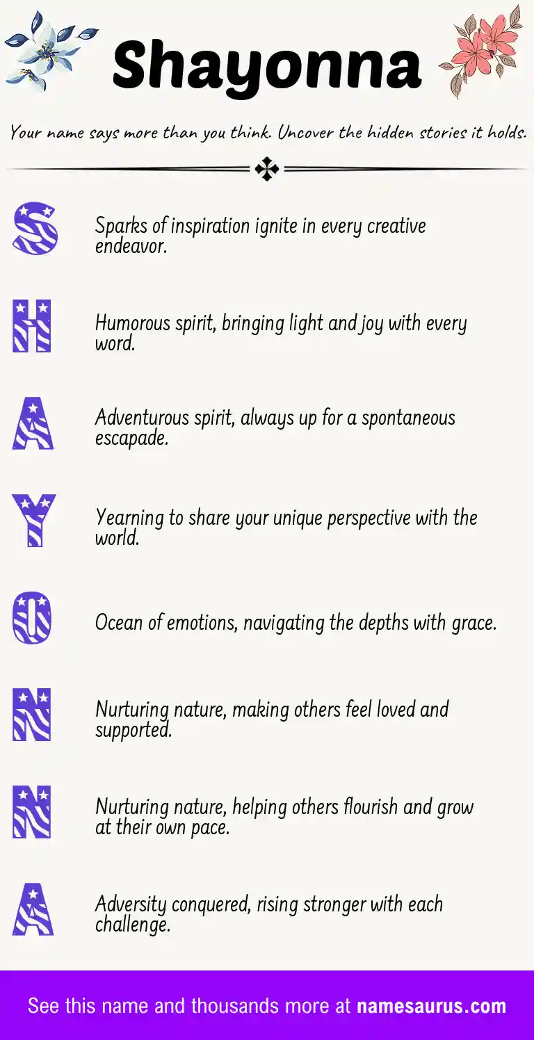 Acrostic poem about Shayonna.