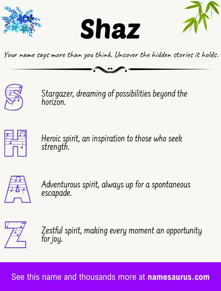 Acrostic poem about Shaz.