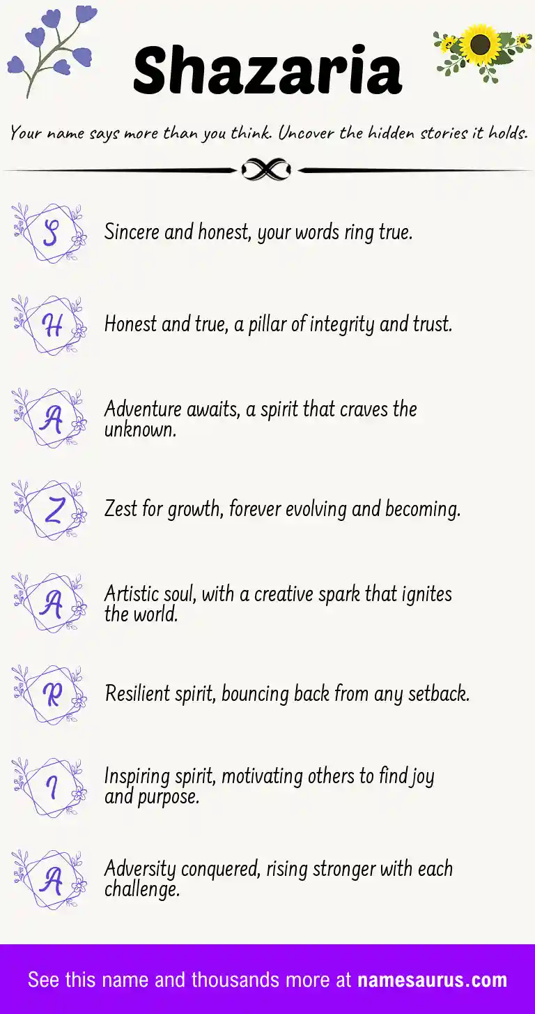 Acrostic poem about Shazaria.