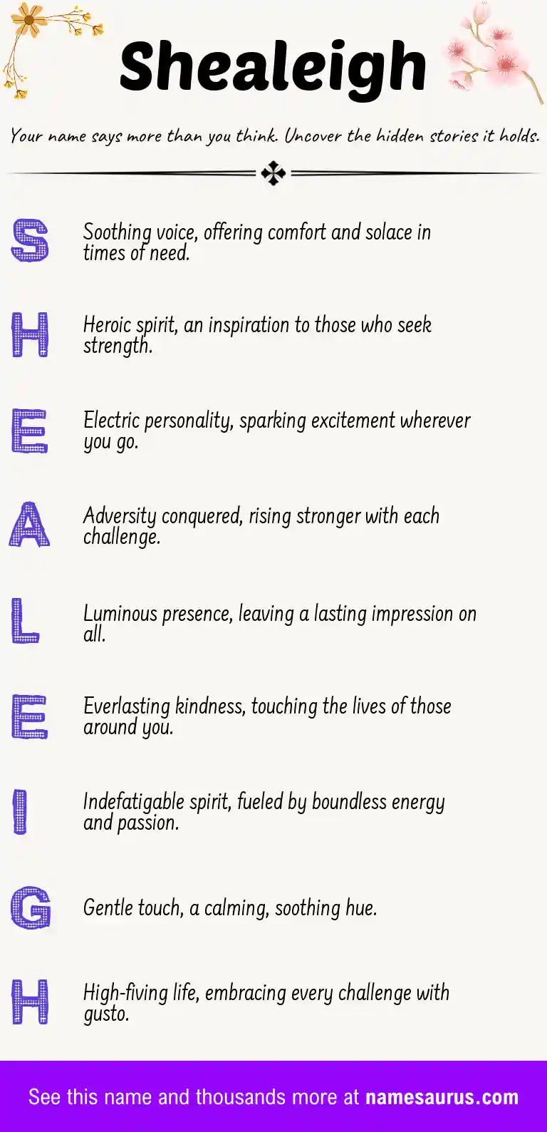 Acrostic poem about Shealeigh.
