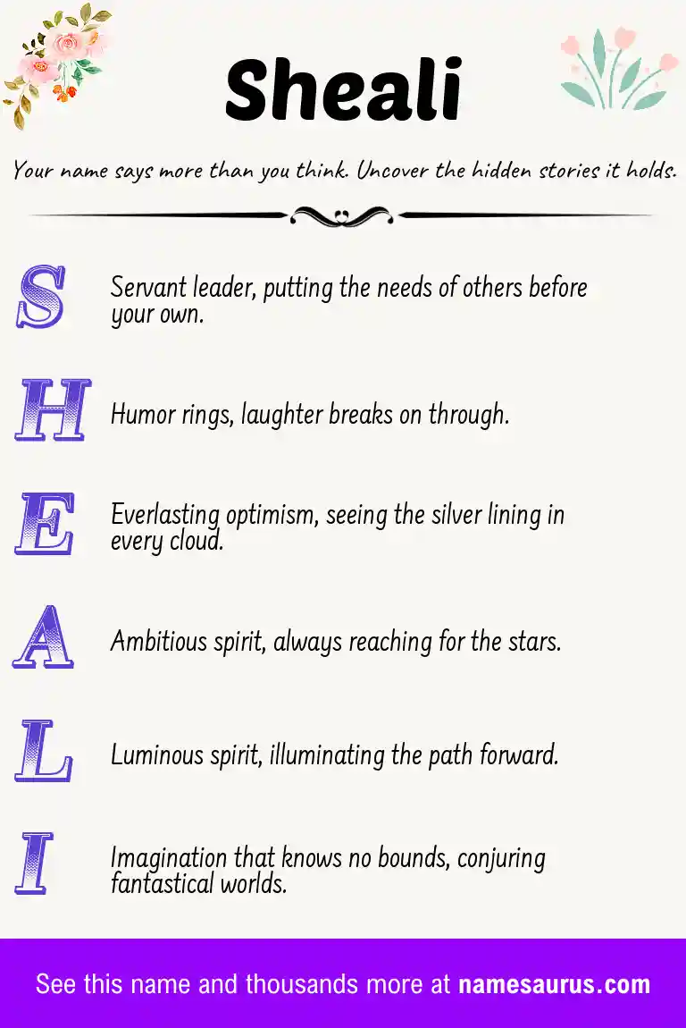 Acrostic poem about Sheali.