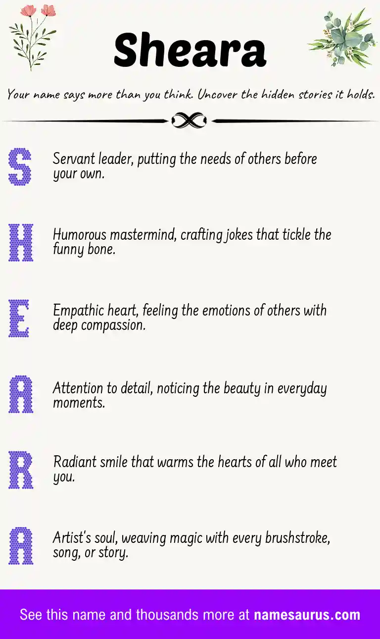 Acrostic poem about Sheara.