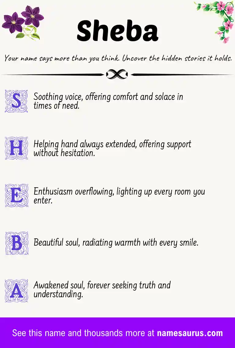 Acrostic poem about Sheba.