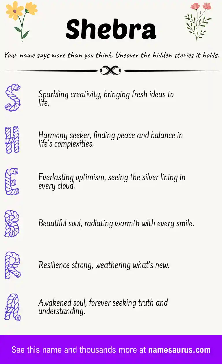 Acrostic poem about Shebra.