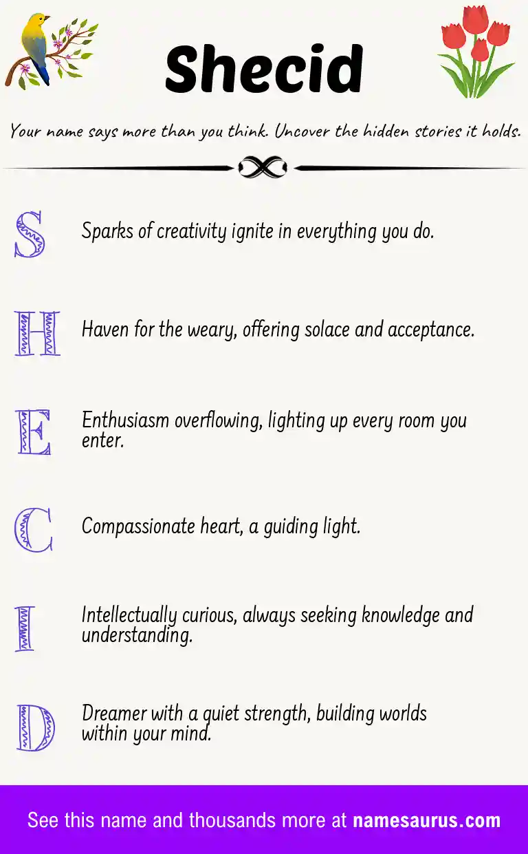 Acrostic poem about Shecid.