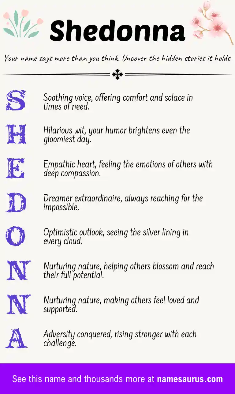 Acrostic poem about Shedonna.