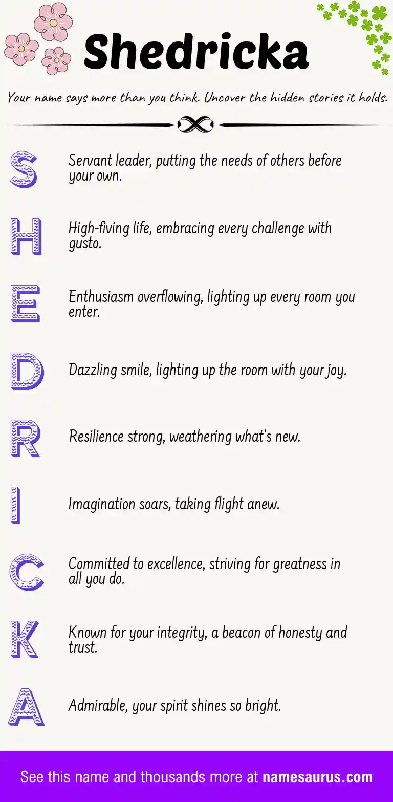Acrostic poem about Shedricka.