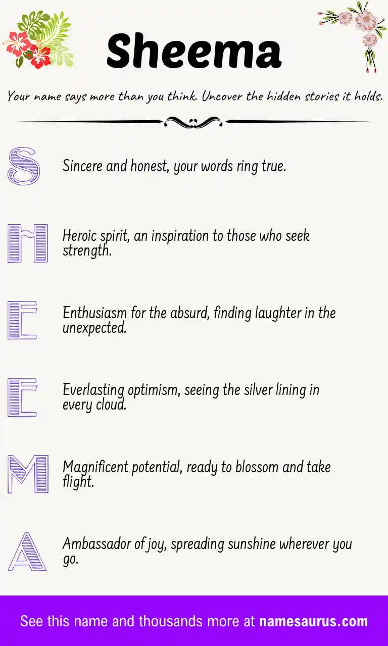 Acrostic poem about Sheema.