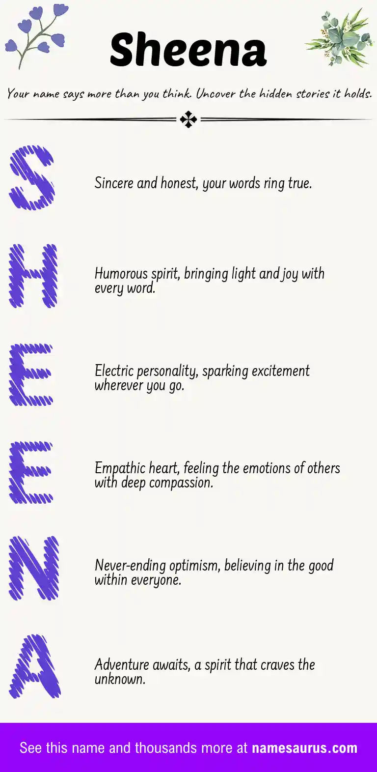 Acrostic poem about Sheena.