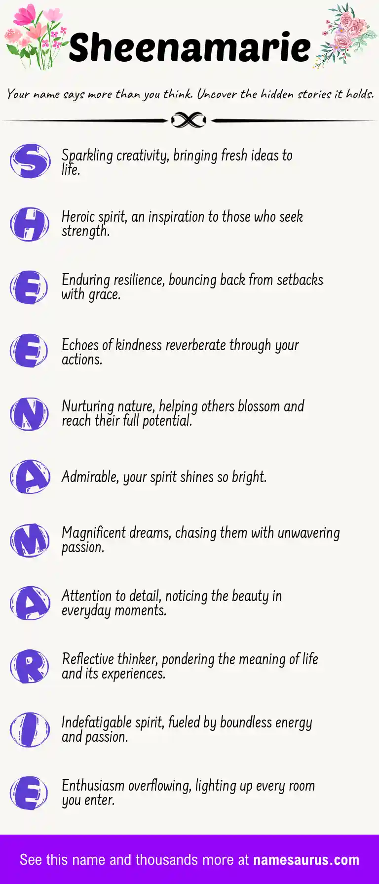 Acrostic poem about Sheenamarie.