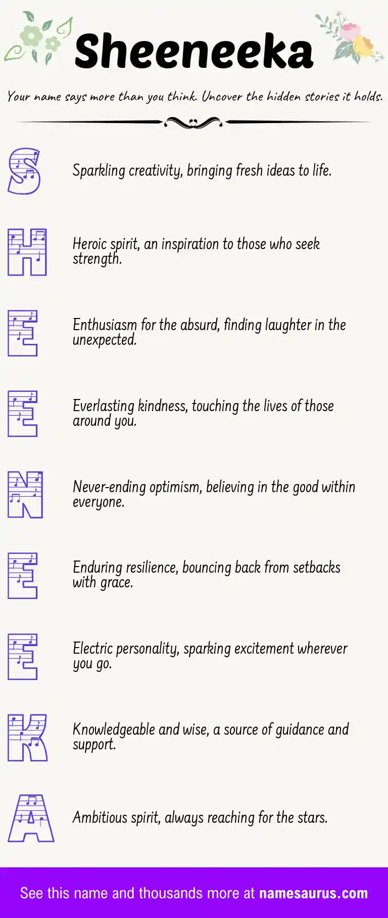 Acrostic poem about Sheeneeka.
