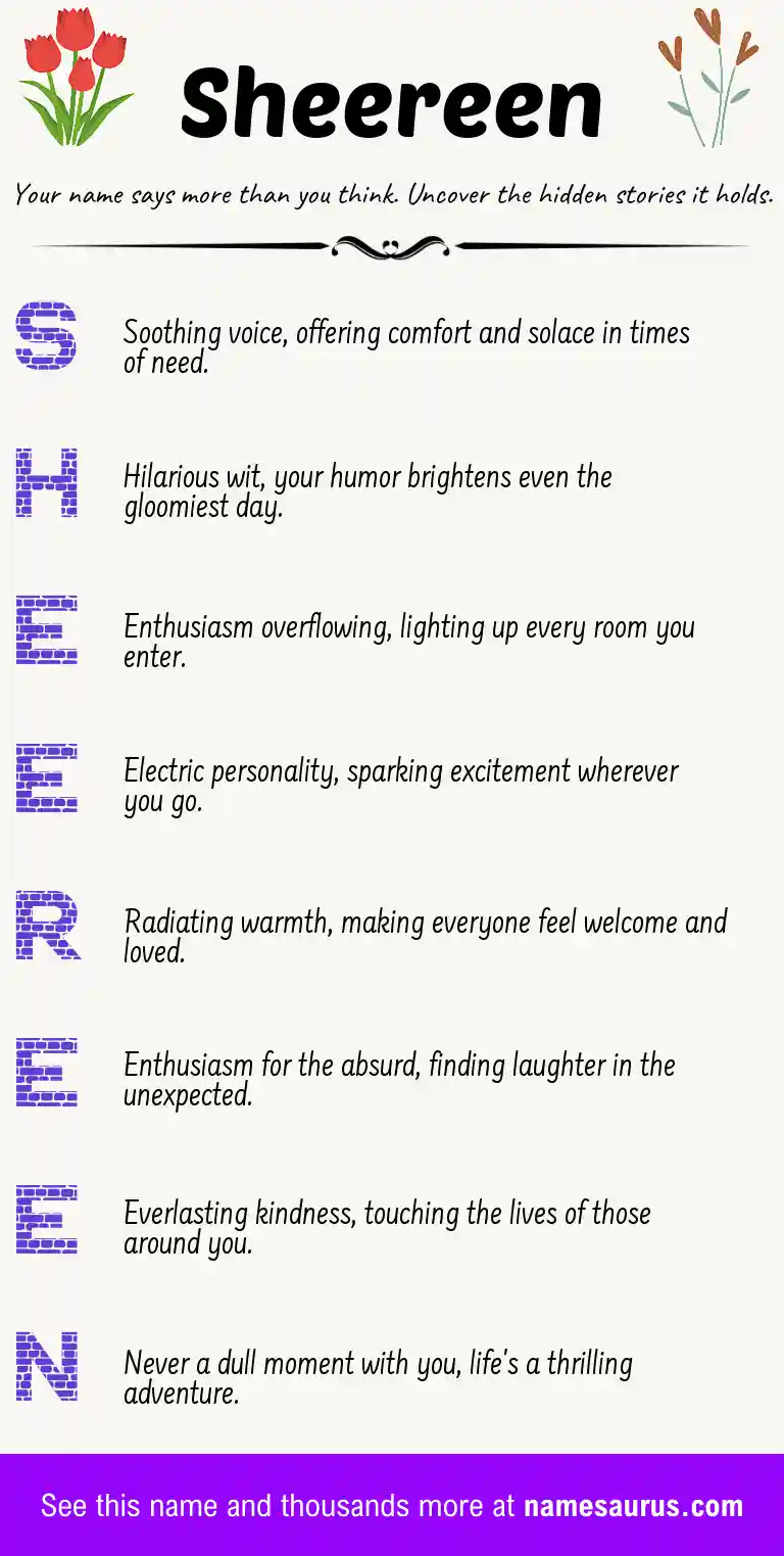 Acrostic poem about Sheereen.