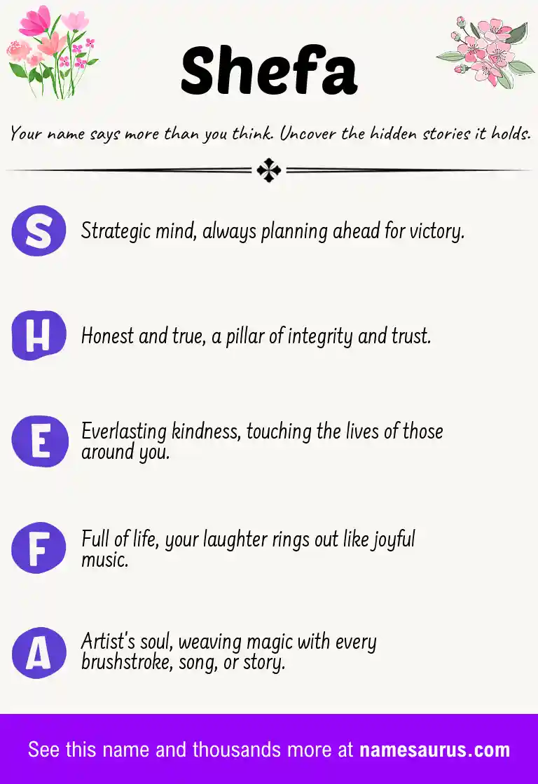 Acrostic poem about Shefa.