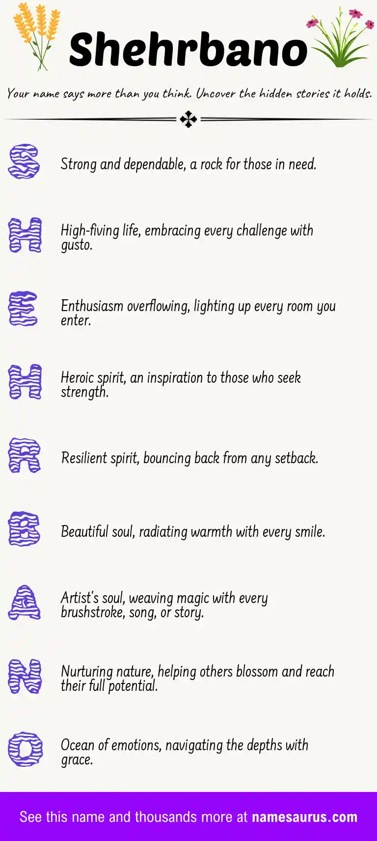 Acrostic poem about Shehrbano.