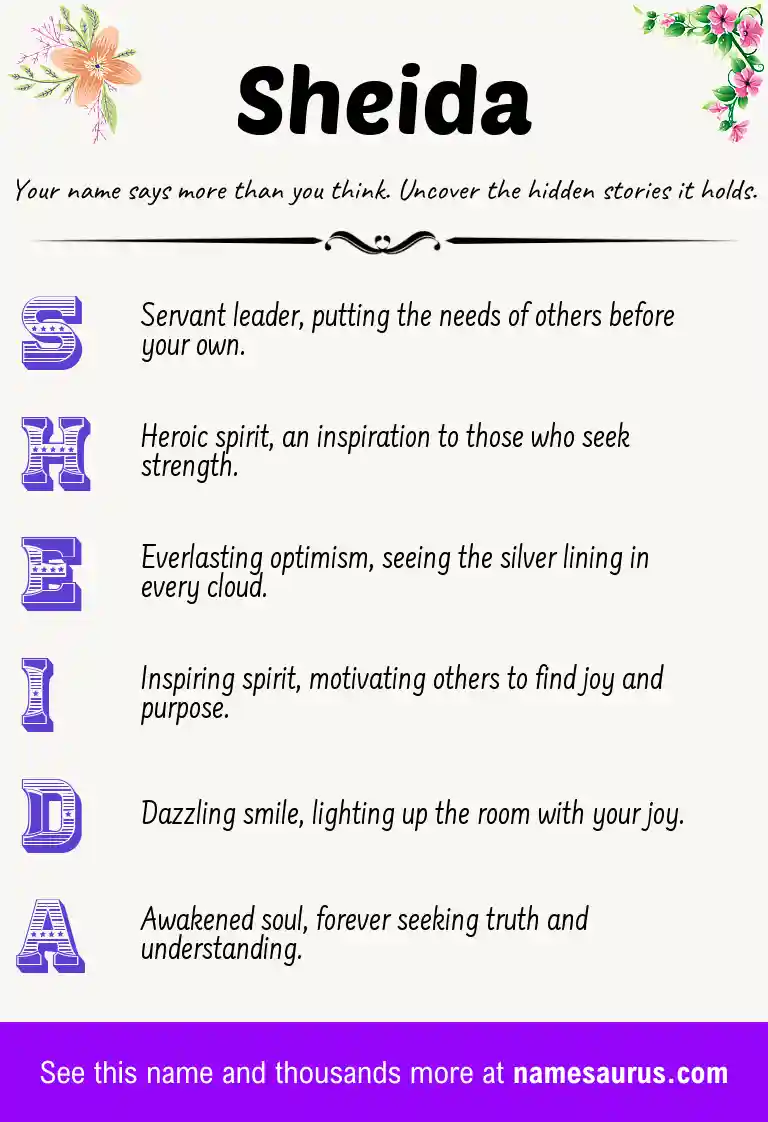 Acrostic poem about Sheida.