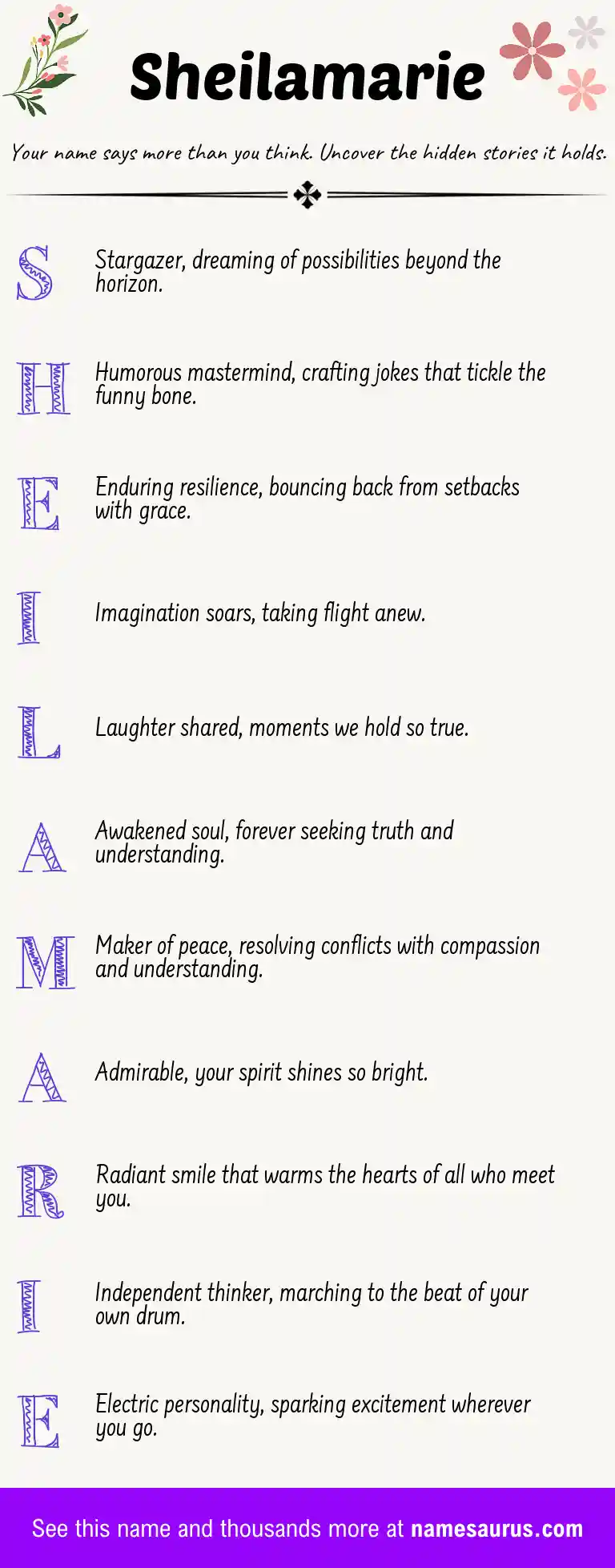Acrostic poem about Sheilamarie.