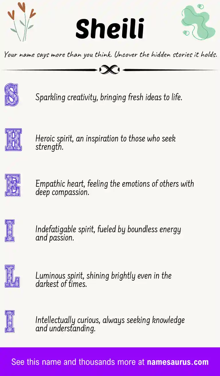Acrostic poem about Sheili.