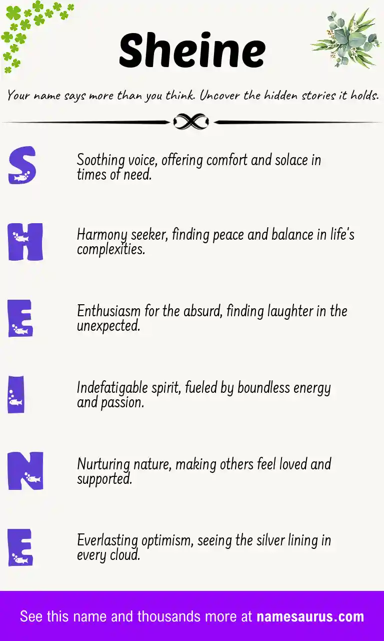 Acrostic poem about Sheine.