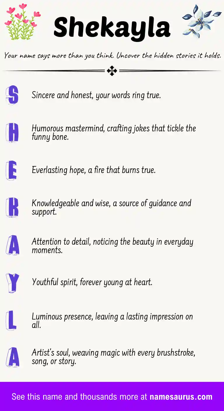 Acrostic poem about Shekayla.