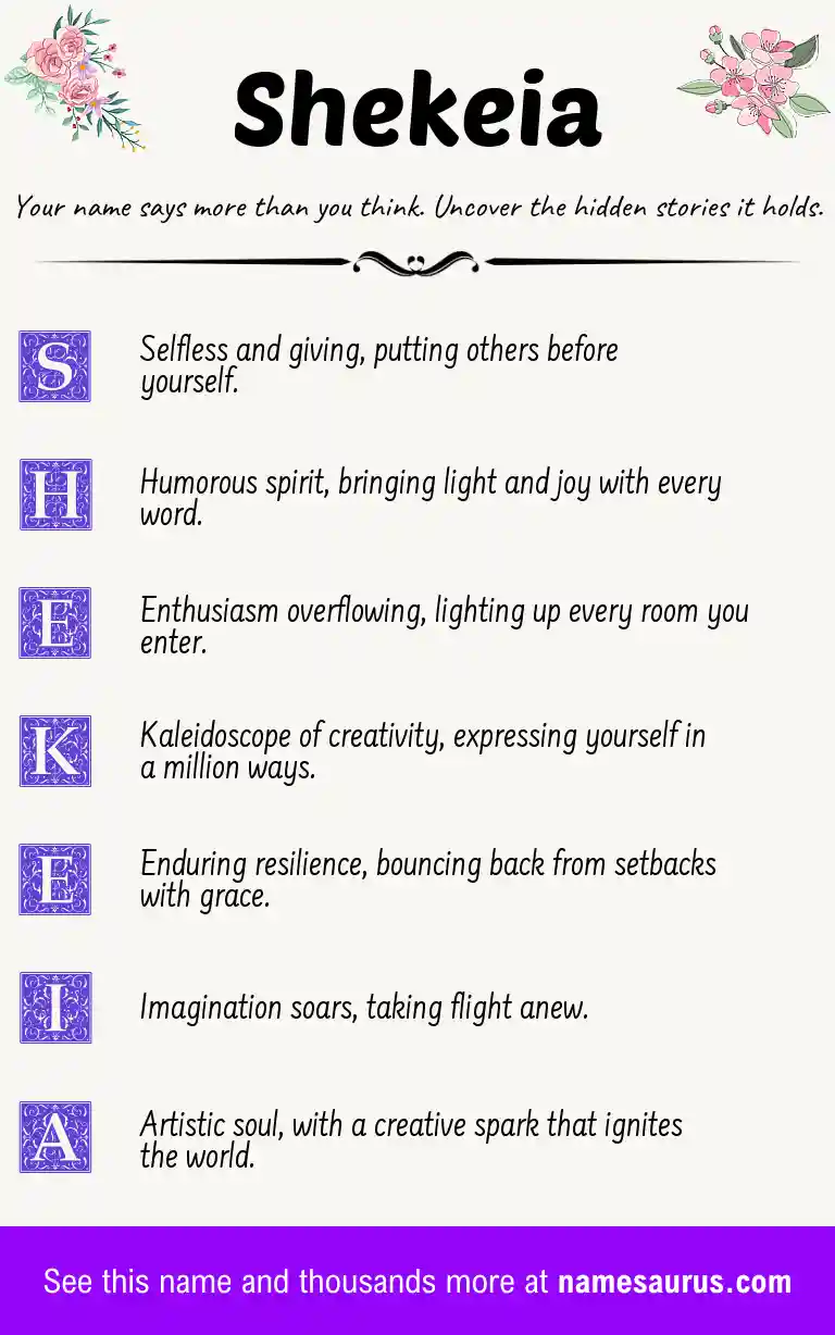 Acrostic poem about Shekeia.