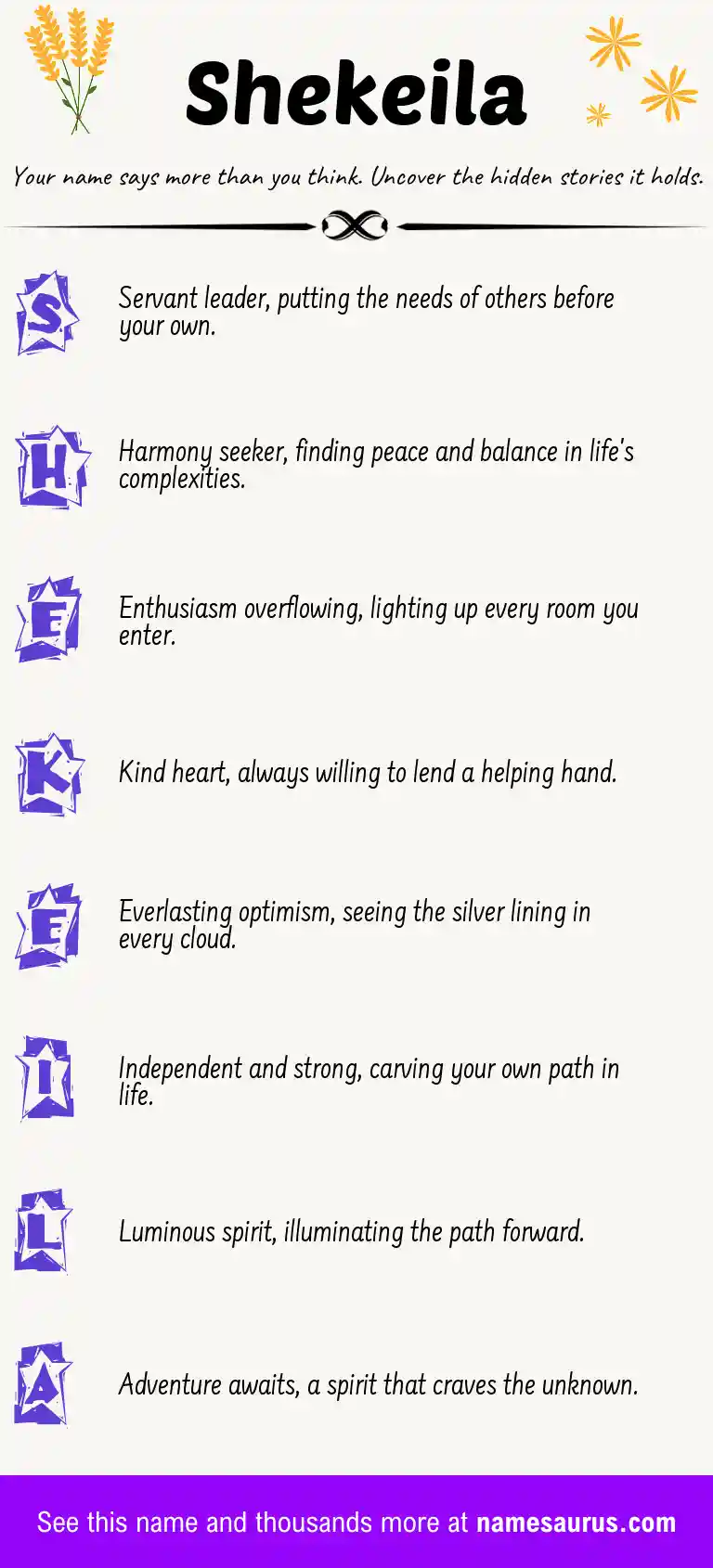 Acrostic poem about Shekeila.