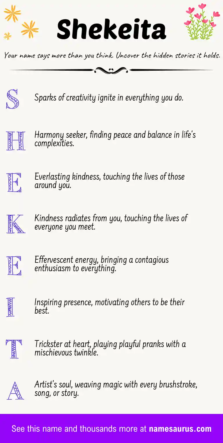 Acrostic poem about Shekeita.