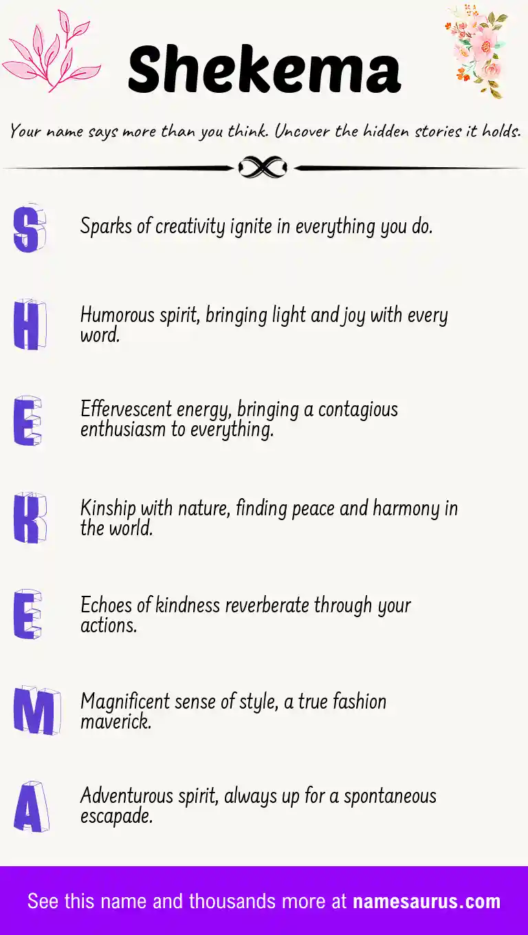 Acrostic poem about Shekema.