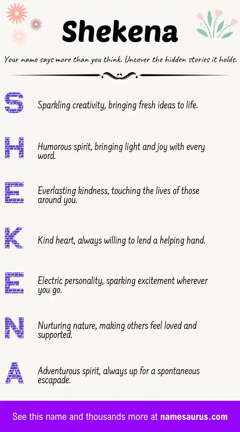 Acrostic poem about Shekena.