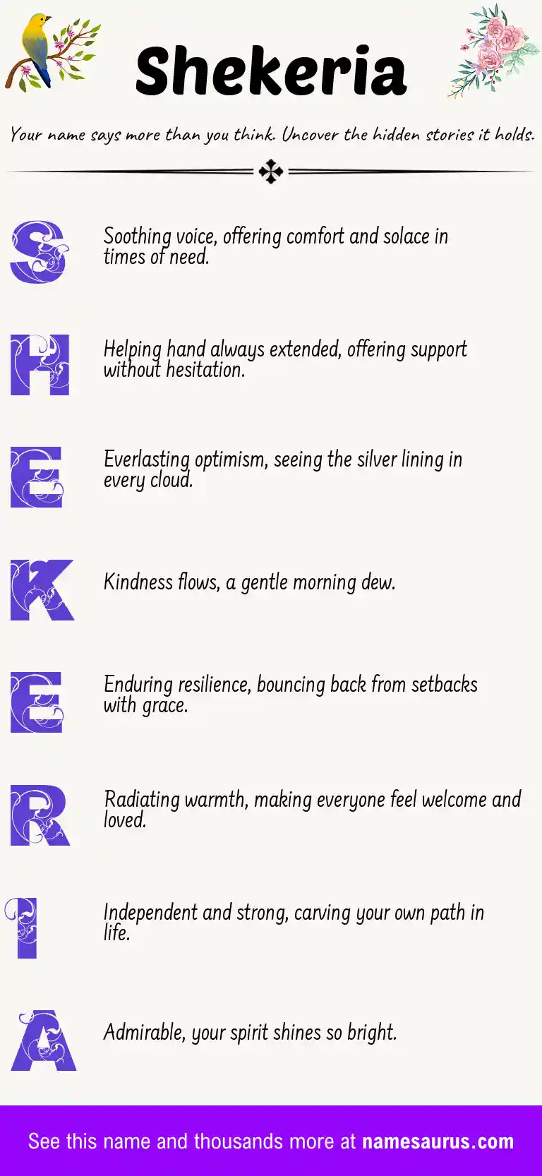 Acrostic poem about Shekeria.