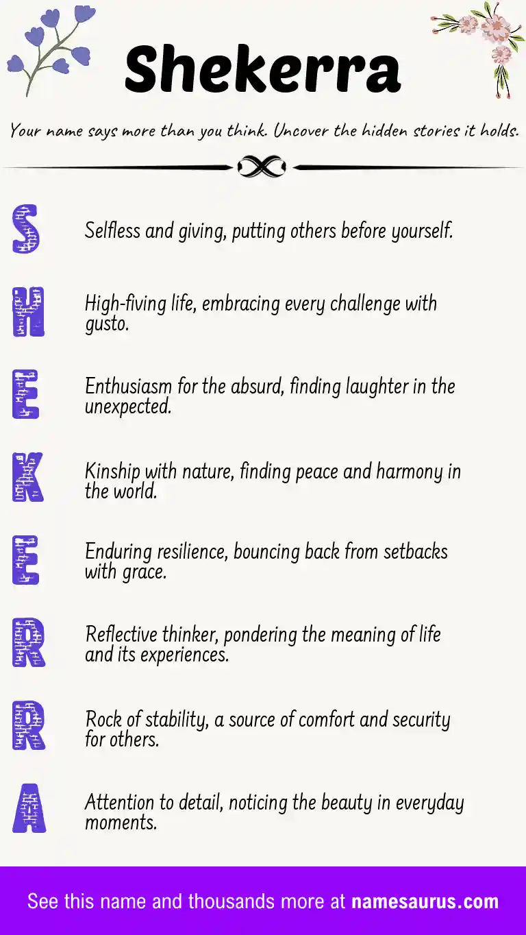 Acrostic poem about Shekerra.