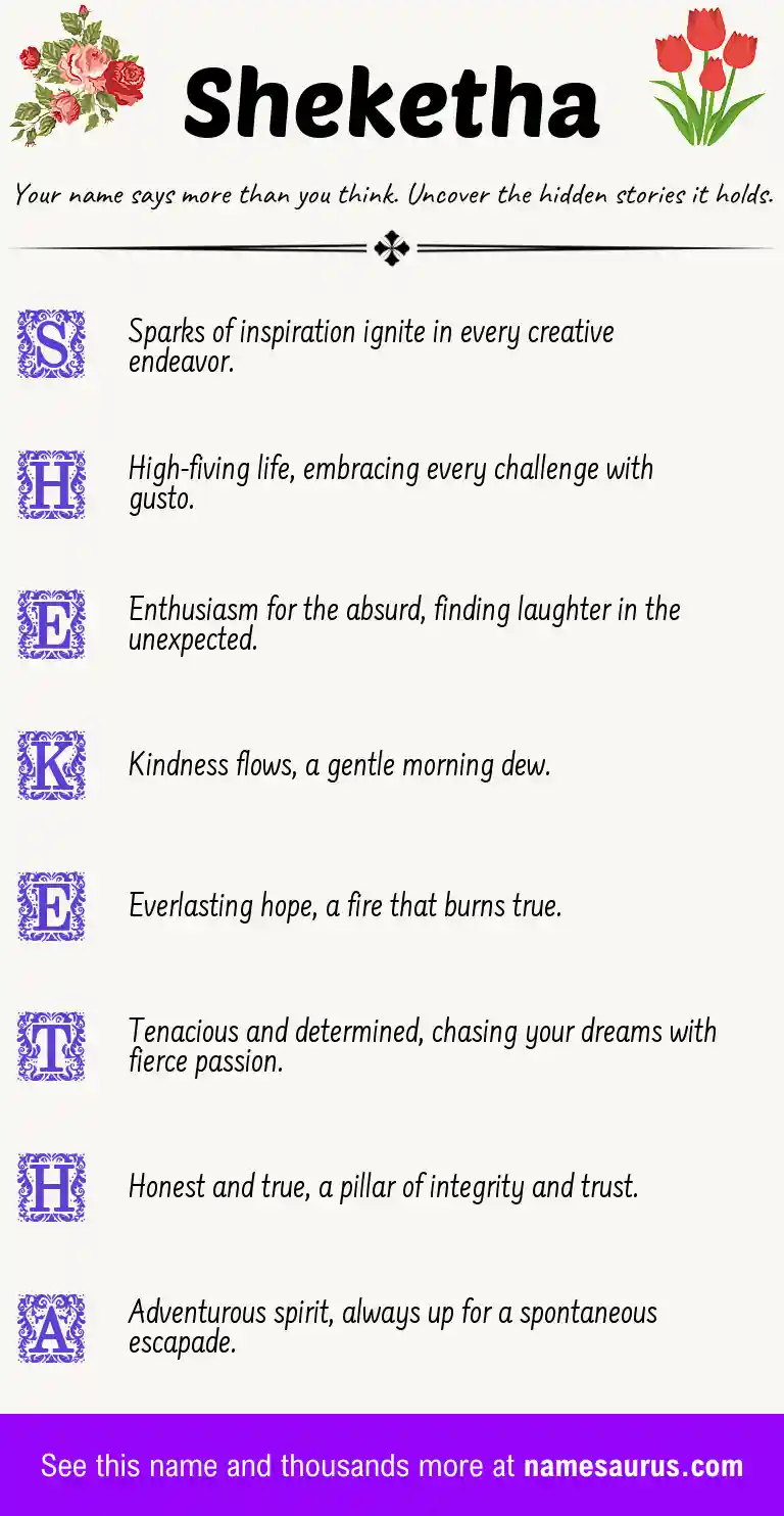 Acrostic poem about Sheketha.
