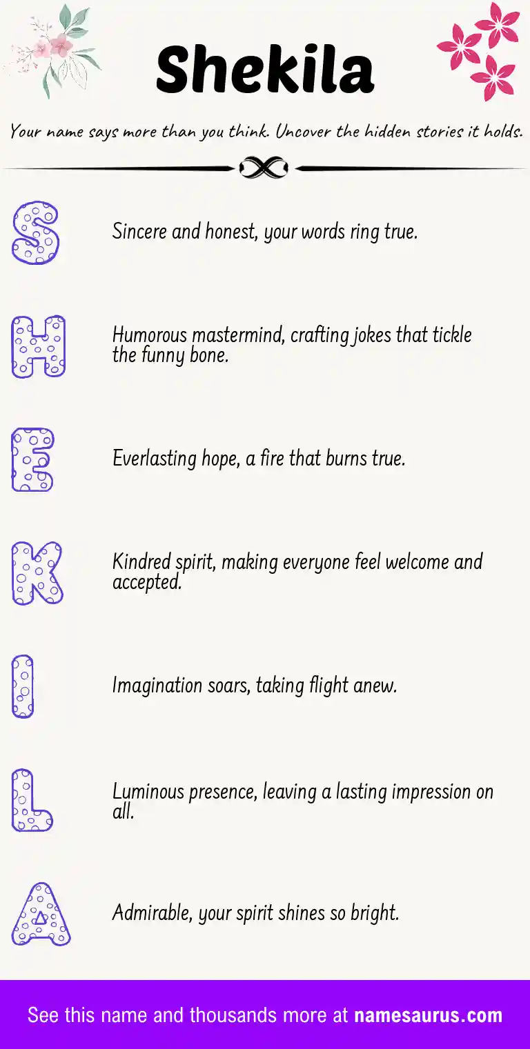 Acrostic poem about Shekila.