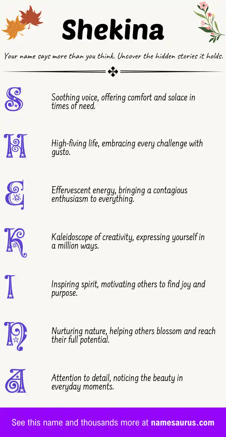 Acrostic poem about Shekina.