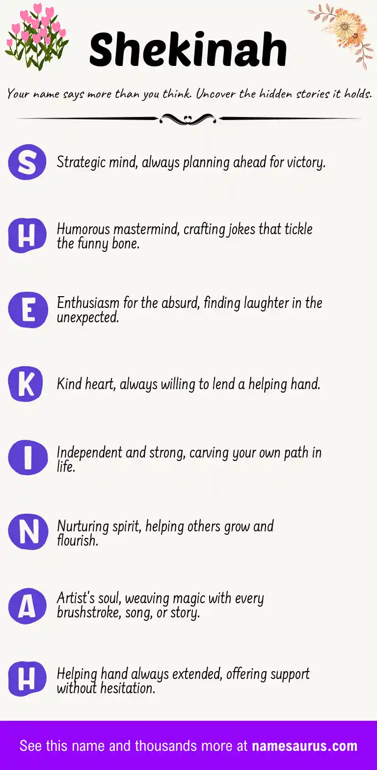 Acrostic poem about Shekinah.