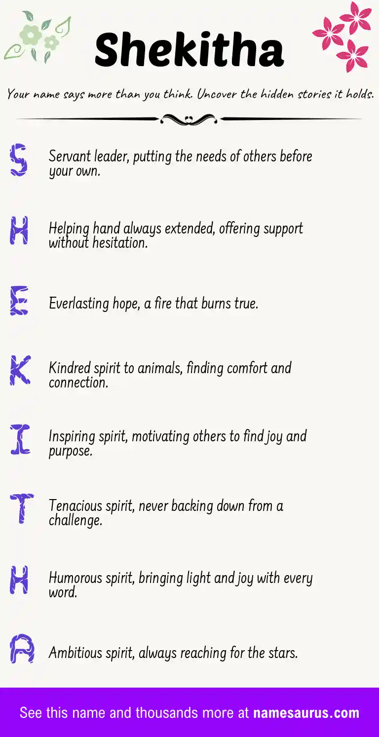 Acrostic poem about Shekitha.