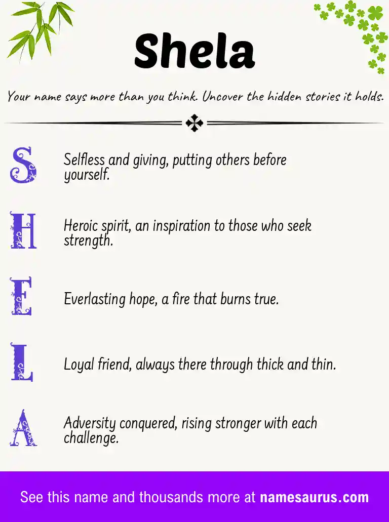 Acrostic poem about Shela.