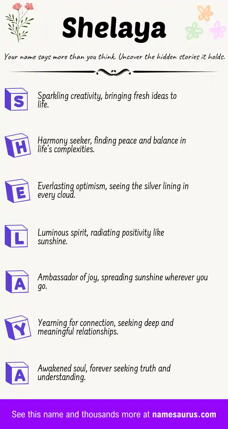 Acrostic poem about Shelaya.