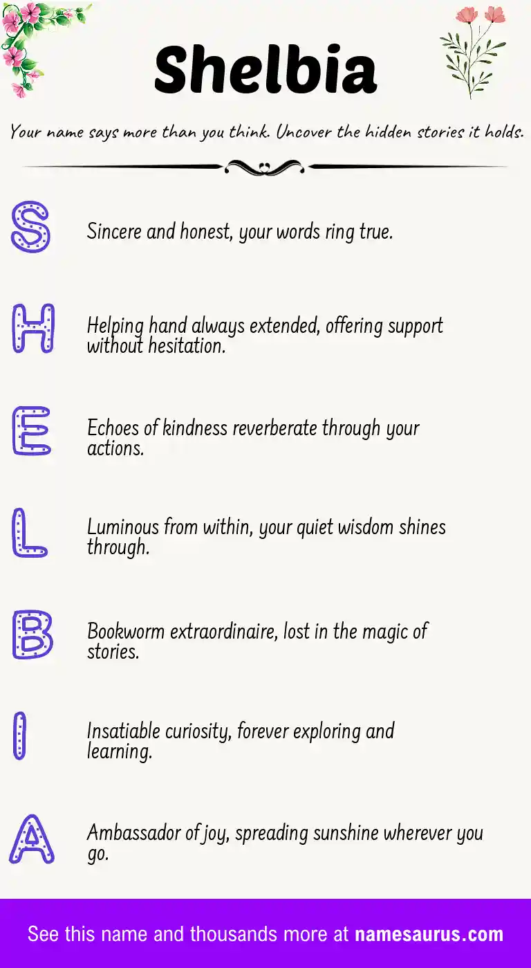 Acrostic poem about Shelbia.