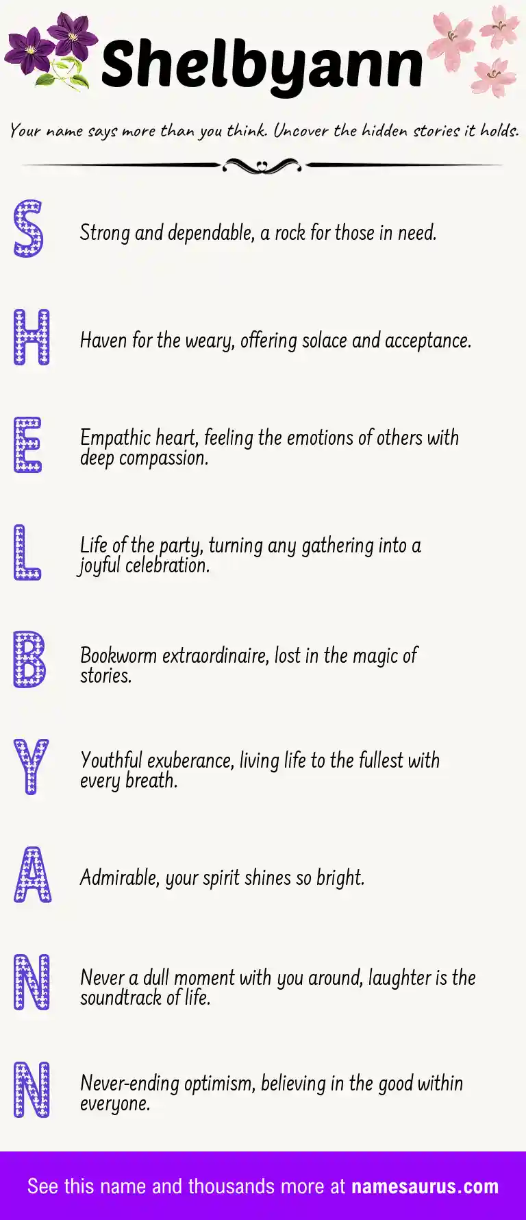 Acrostic poem about Shelbyann.