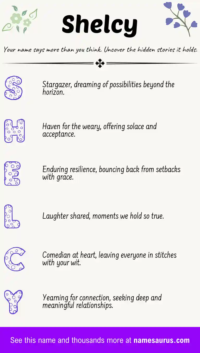 Acrostic poem about Shelcy.
