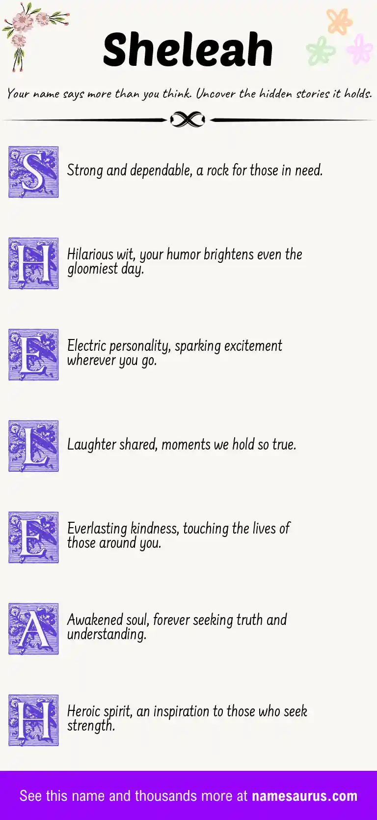 Acrostic poem about Sheleah.