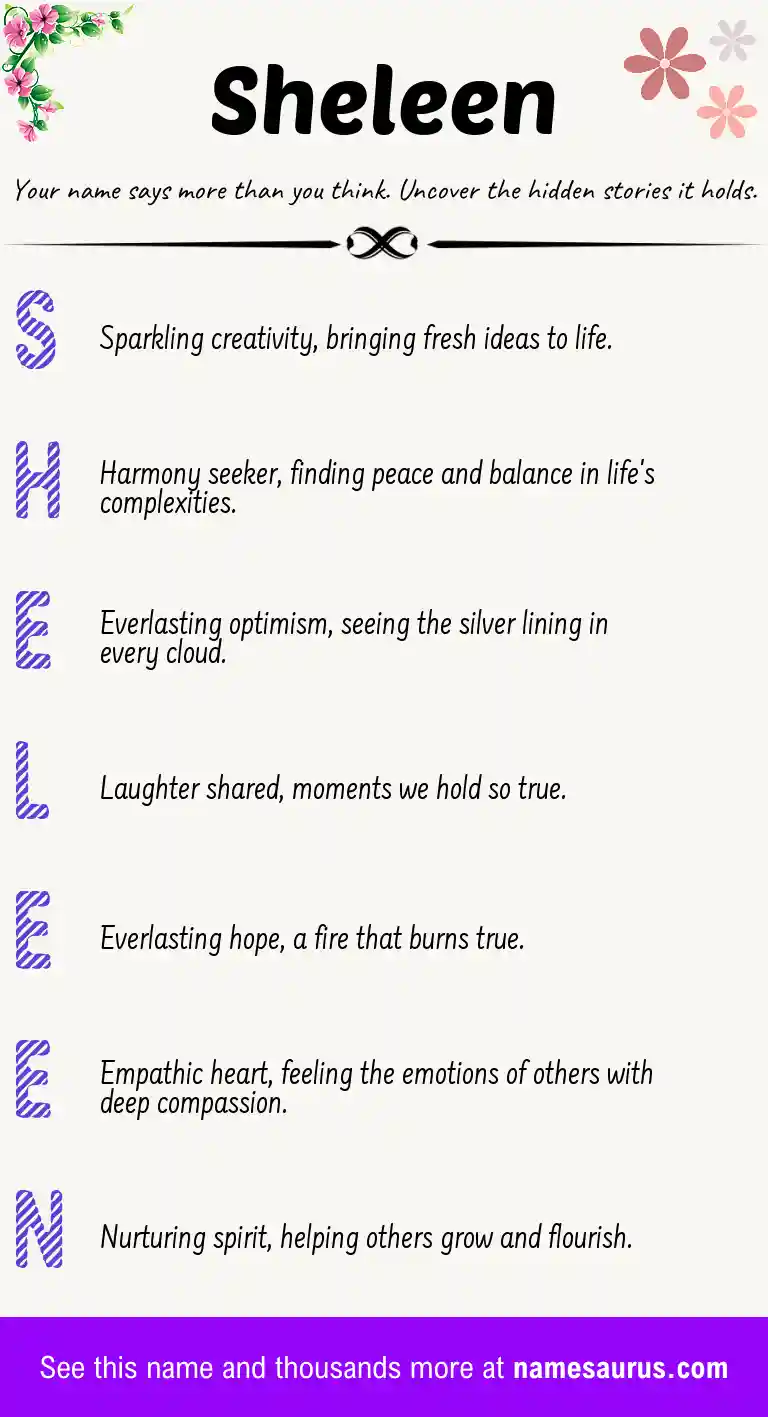 Acrostic poem about Sheleen.