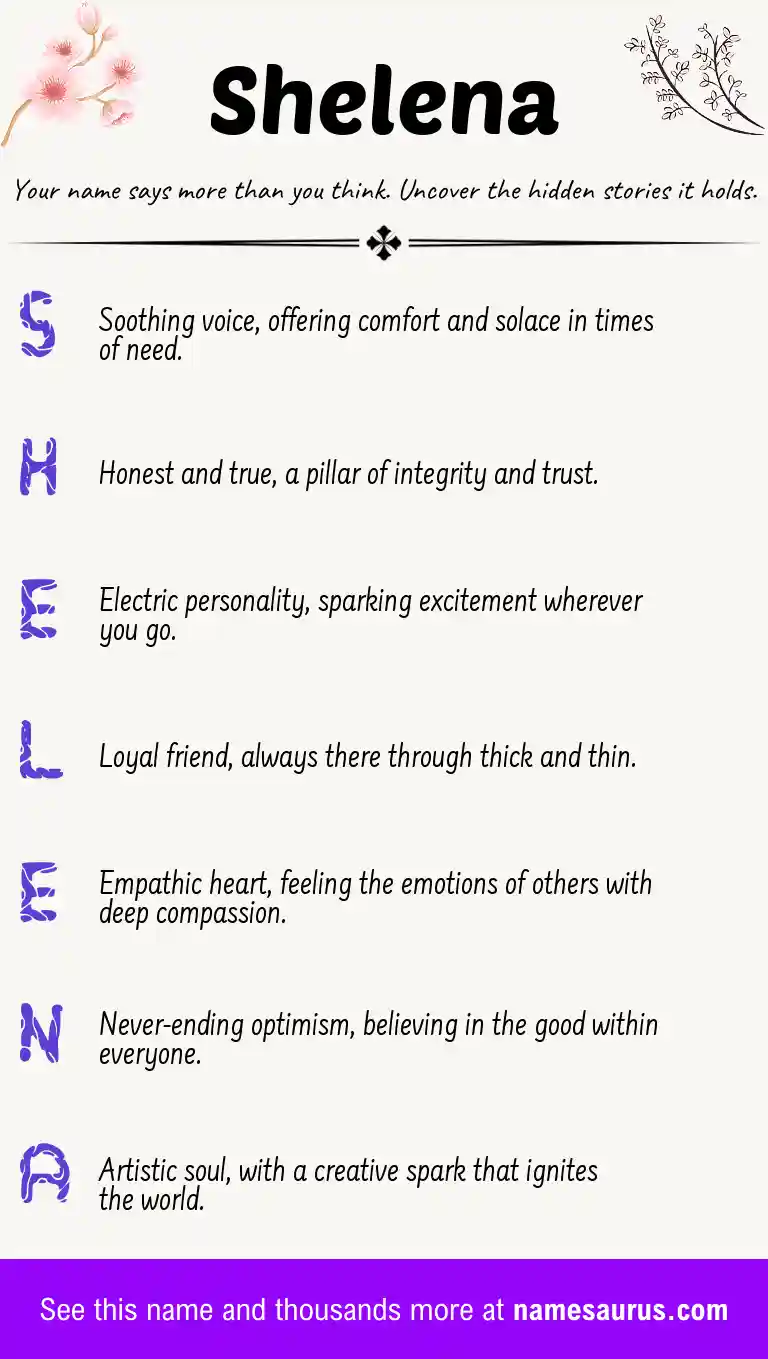 Acrostic poem about Shelena.