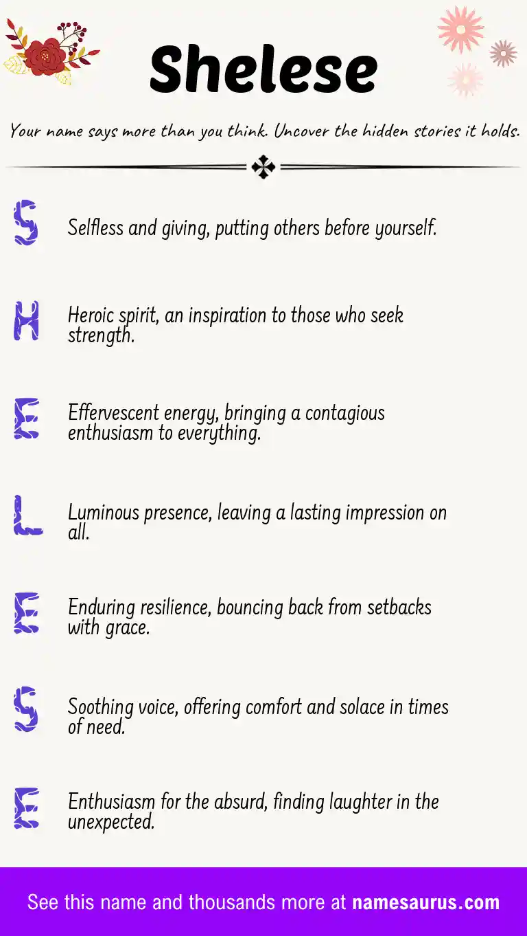Acrostic poem about Shelese.