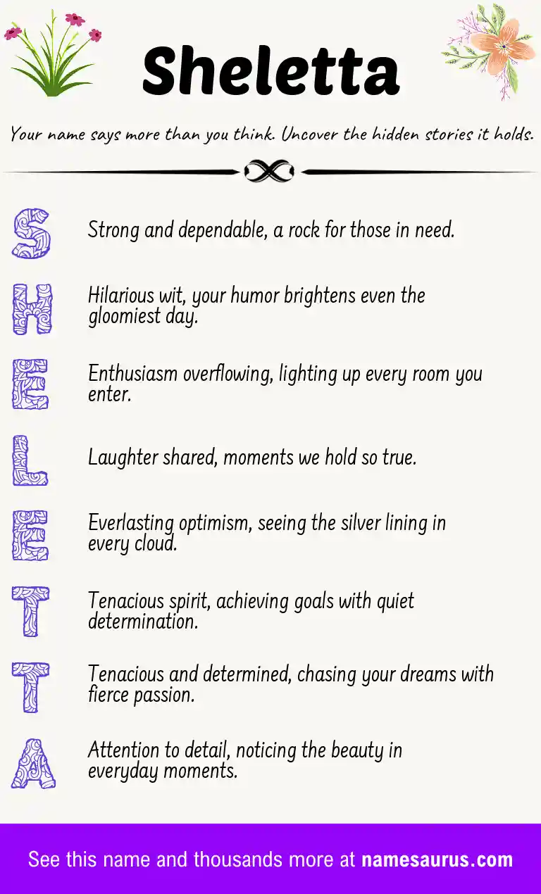 Acrostic poem about Sheletta.