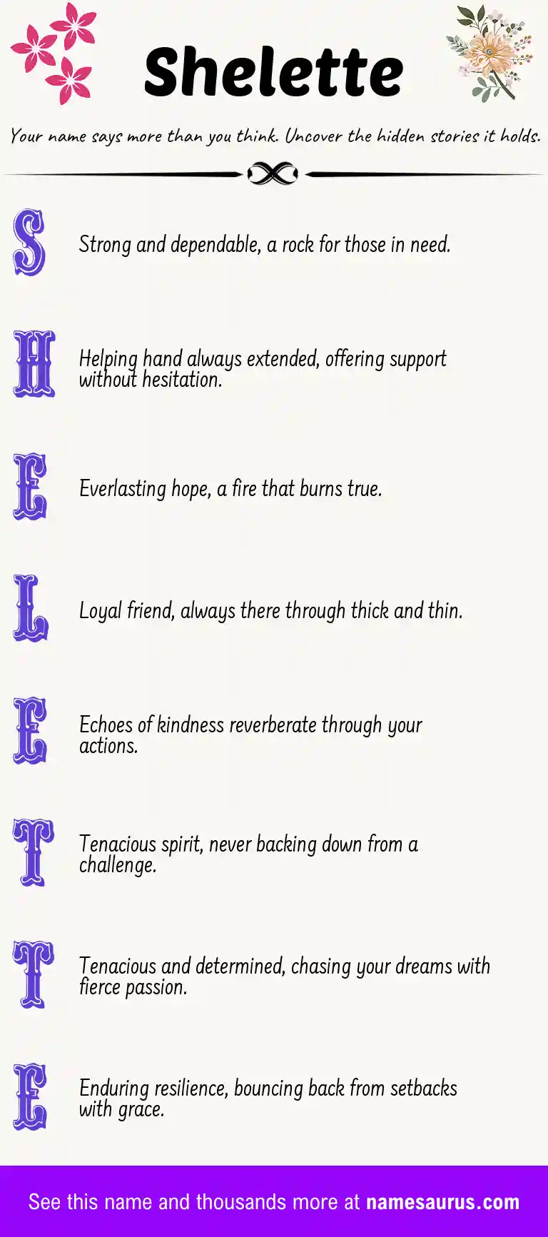 Acrostic poem about Shelette.