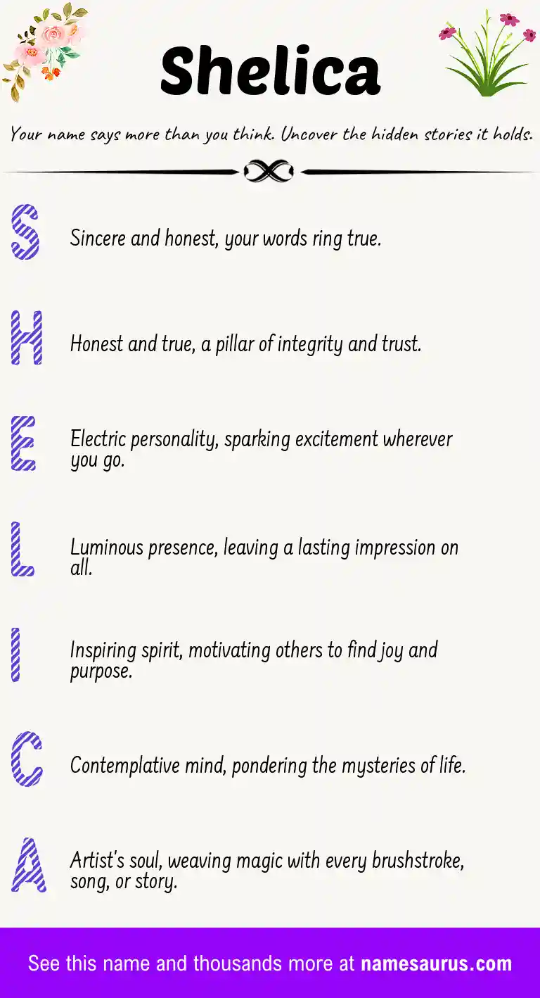 Acrostic poem about Shelica.